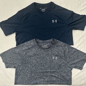 Pair of Under Armour Men's Small Short Sleeve TechTees Navy Blue Heather & Navy